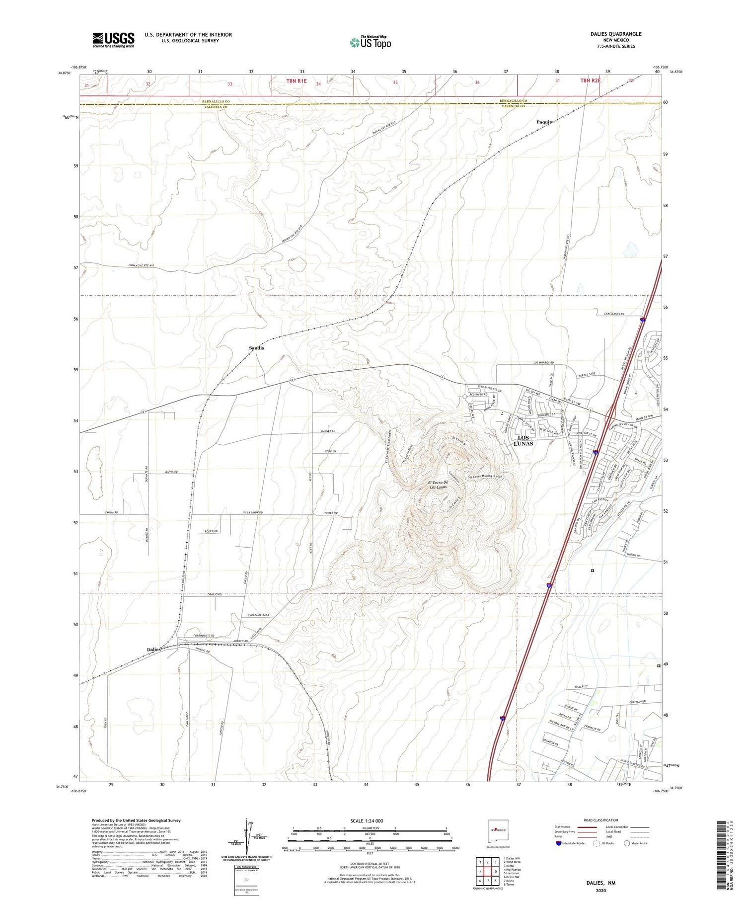 Dalies New Mexico US Topo Map Image