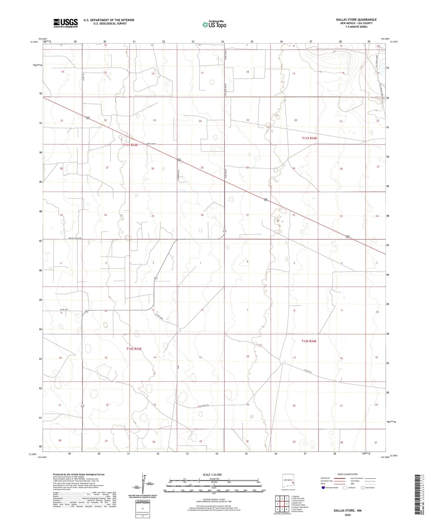 Dallas Store New Mexico US Topo Map Image