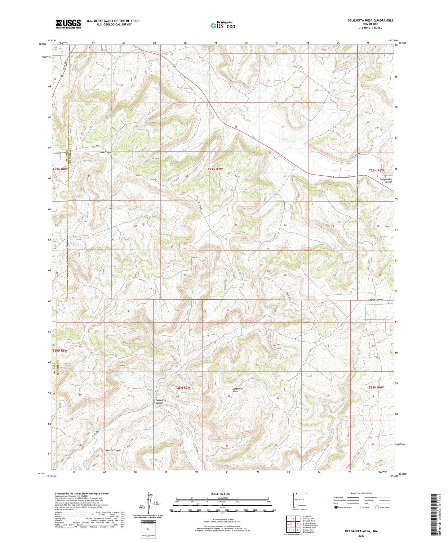 Delgadita Mesa New Mexico US Topo Map Image