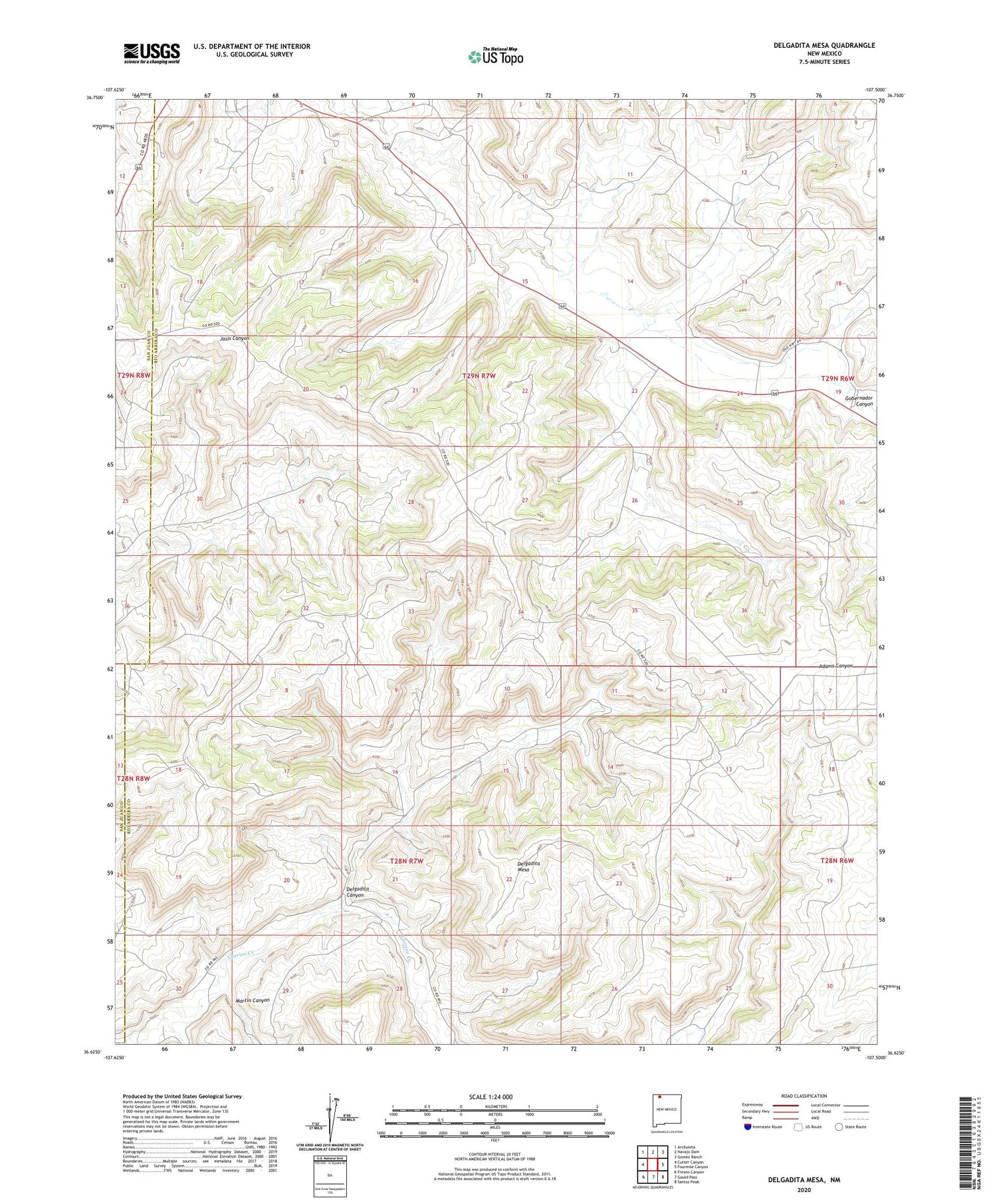 Delgadita Mesa New Mexico US Topo Map Image