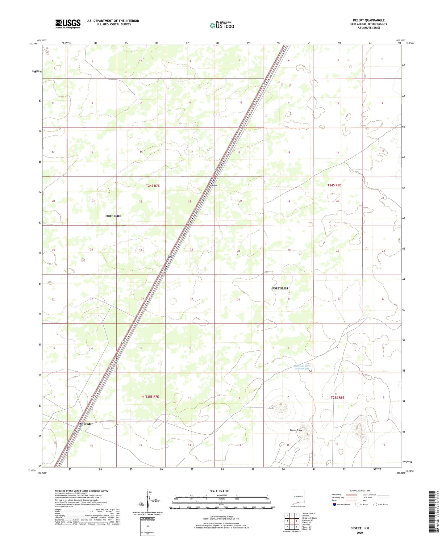 Desert New Mexico US Topo Map Image
