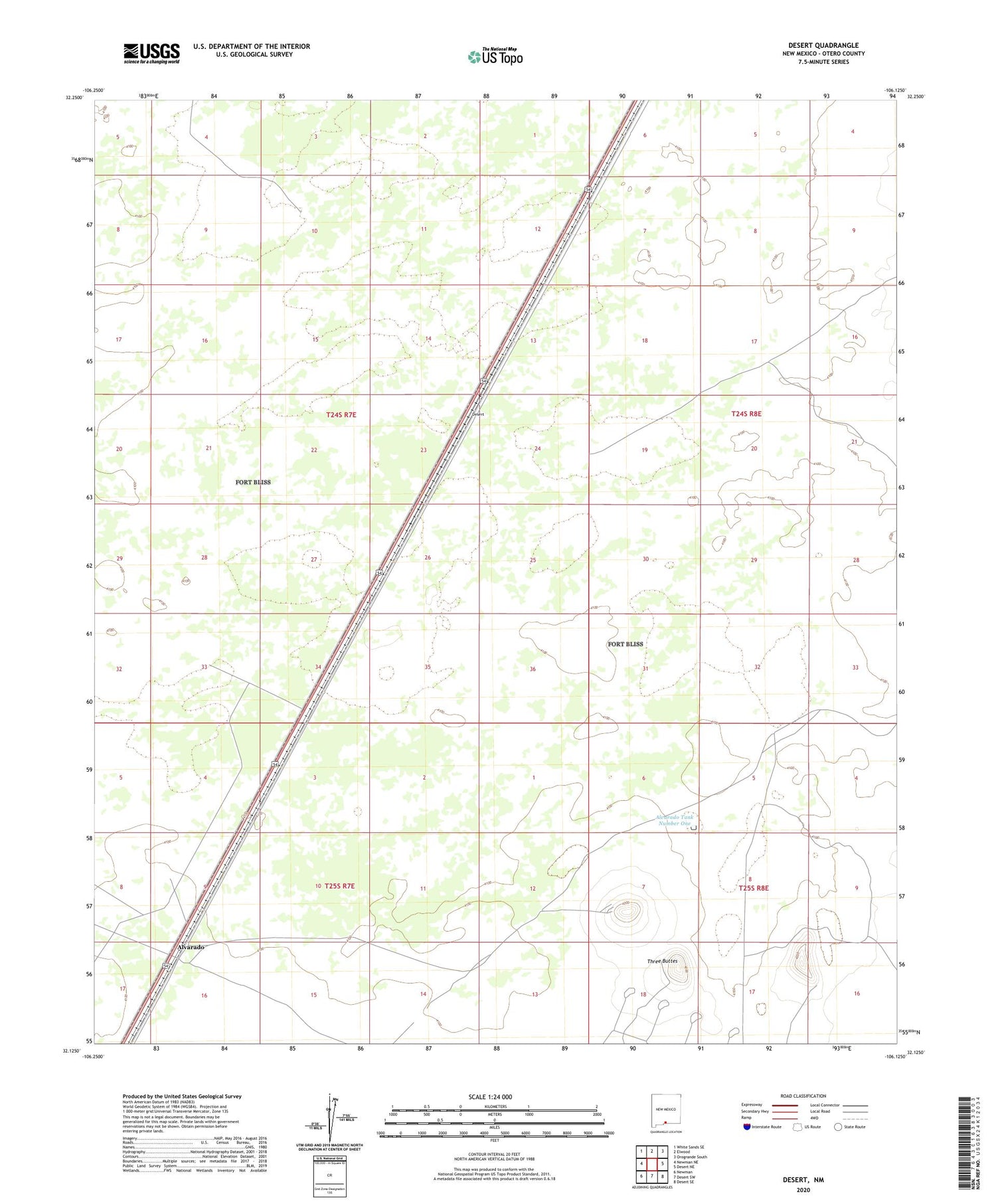 Desert New Mexico US Topo Map Image