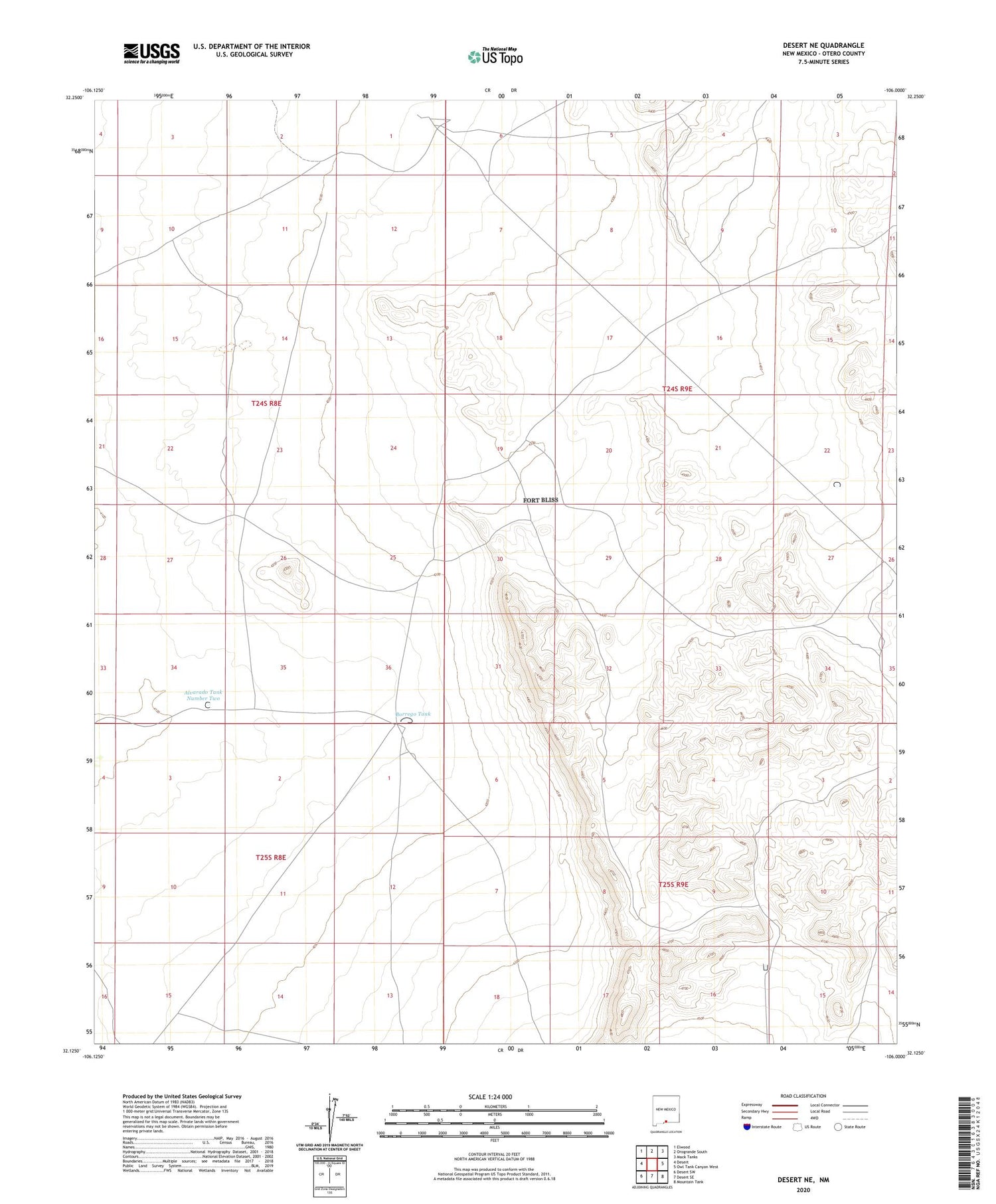 Desert NE New Mexico US Topo Map Image