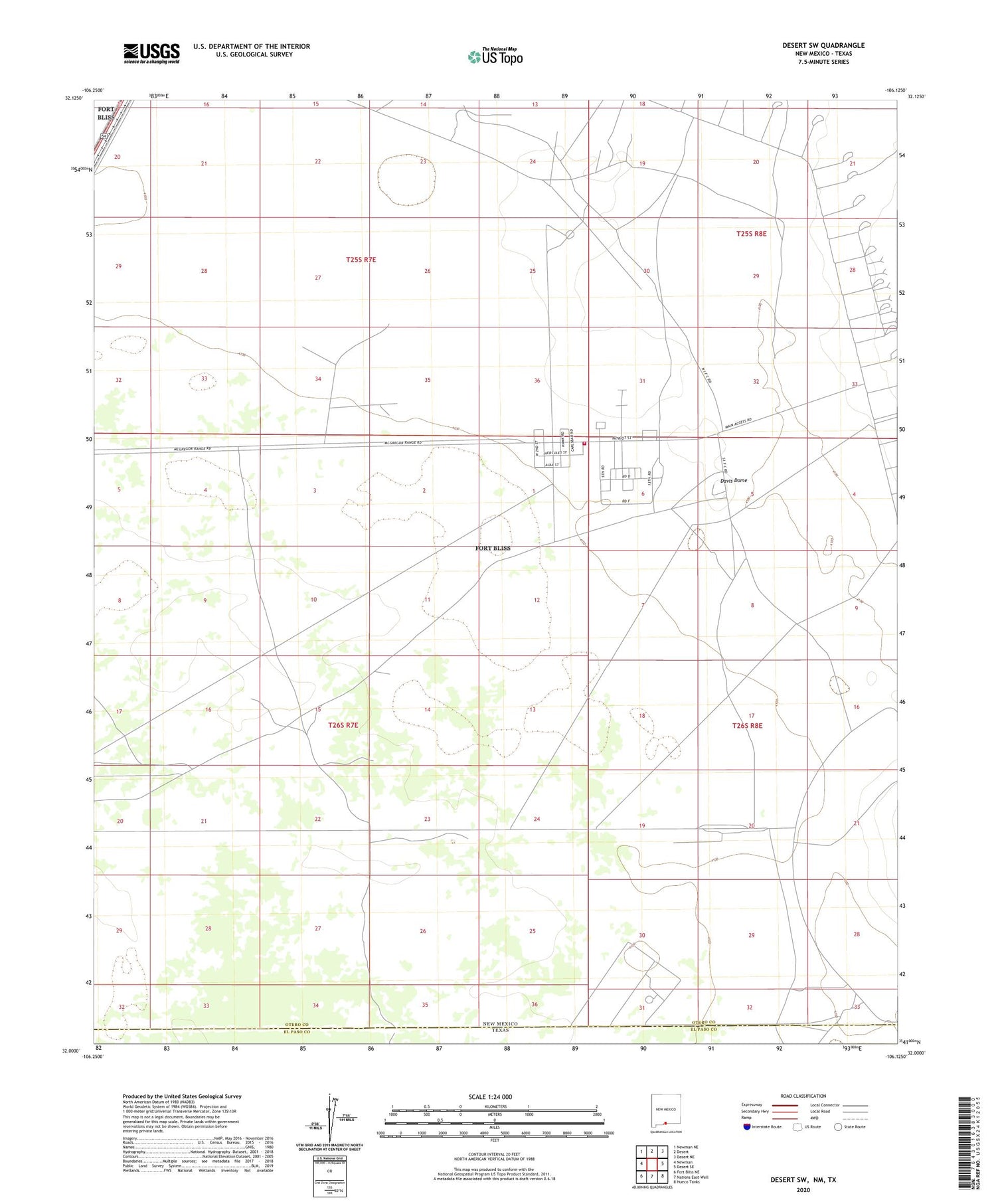 Desert SW New Mexico US Topo Map Image