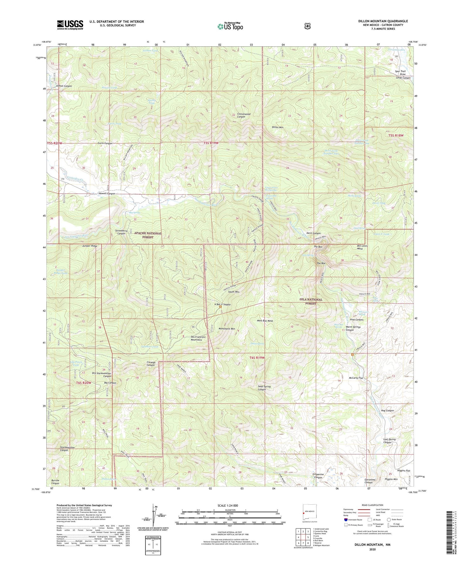 Dillon Mountain New Mexico US Topo Map Image