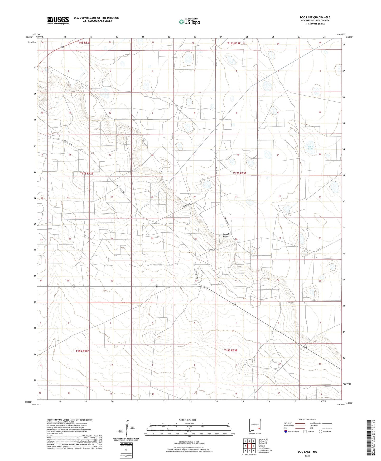 Dog Lake New Mexico US Topo Map Image