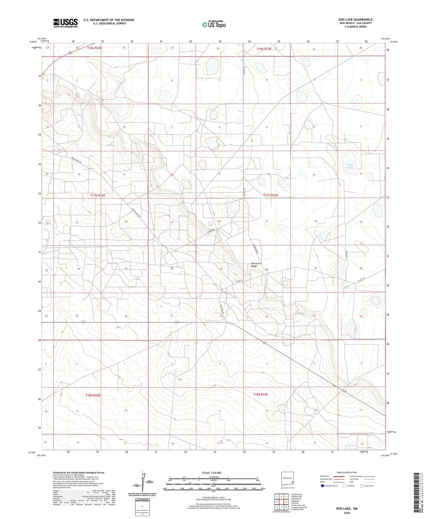 Dog Lake New Mexico US Topo Map Image