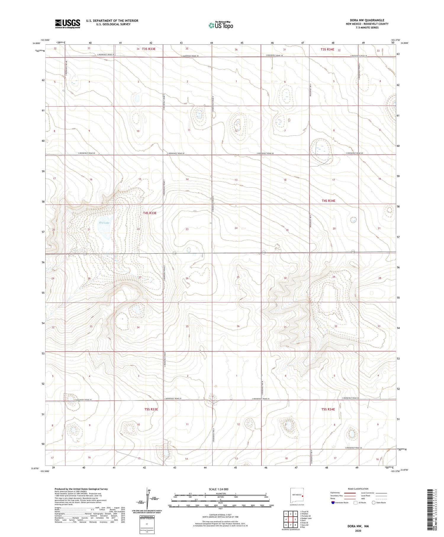 Dora NW New Mexico US Topo Map Image