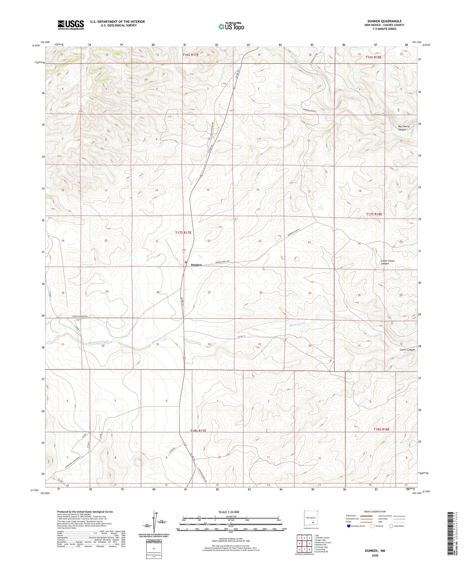 Dunken New Mexico US Topo Map Image