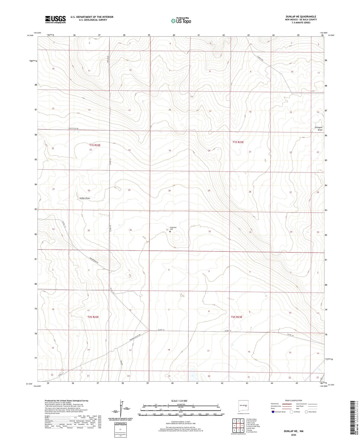 Dunlap NE New Mexico US Topo Map Image