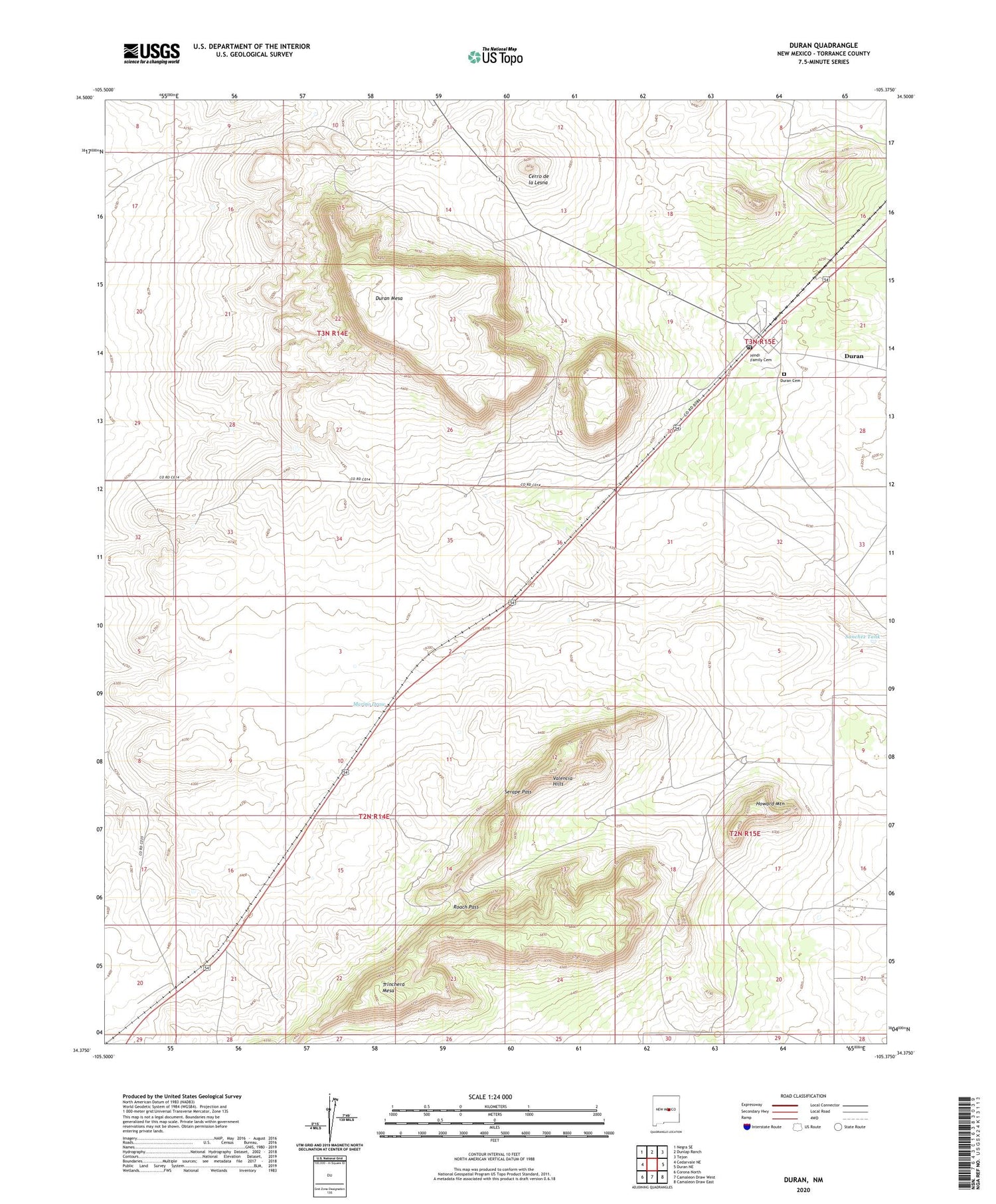 Duran New Mexico US Topo Map Image