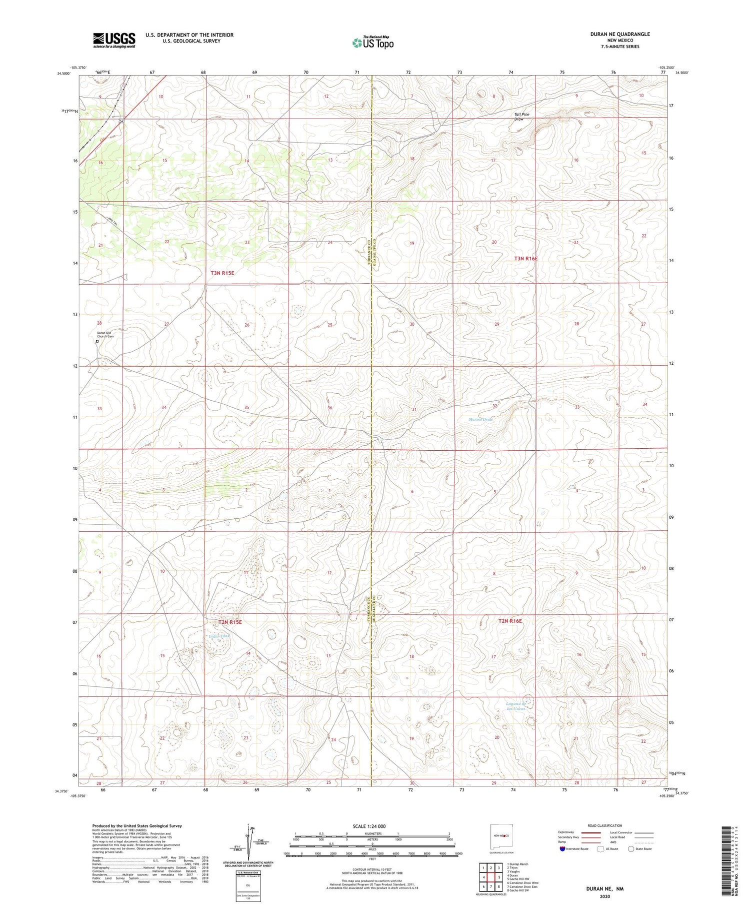Duran NE New Mexico US Topo Map Image