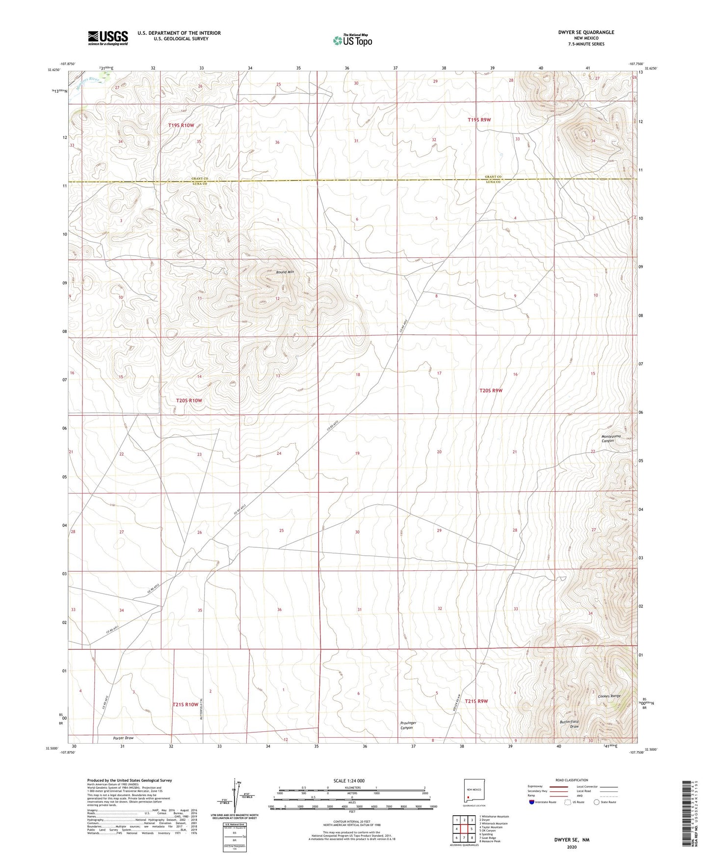 Dwyer SE New Mexico US Topo Map Image