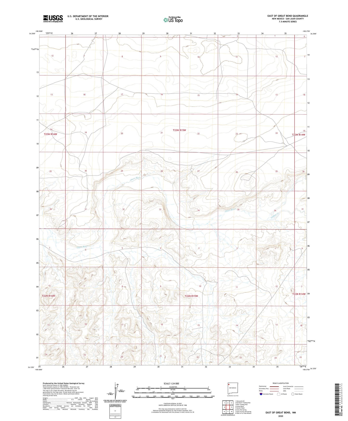East of Great Bend New Mexico US Topo Map Image