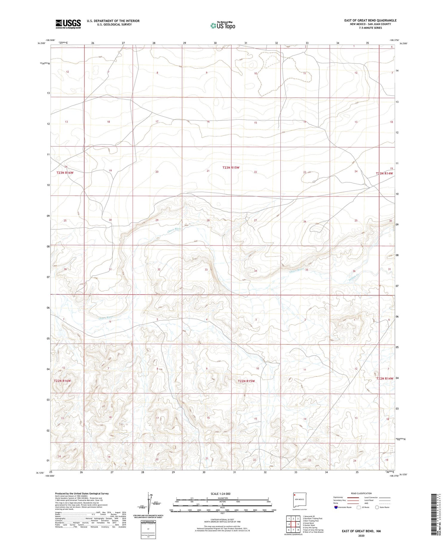 East of Great Bend New Mexico US Topo Map Image