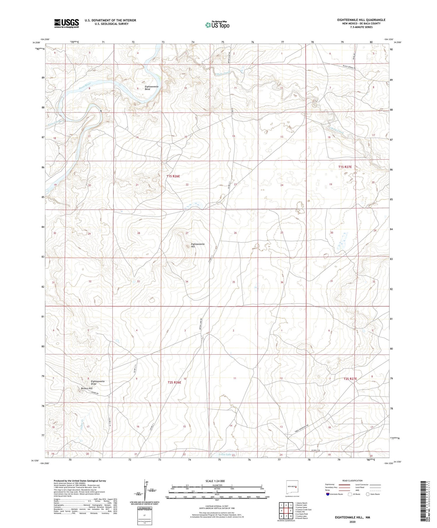 Eighteenmile Hill New Mexico US Topo Map Image