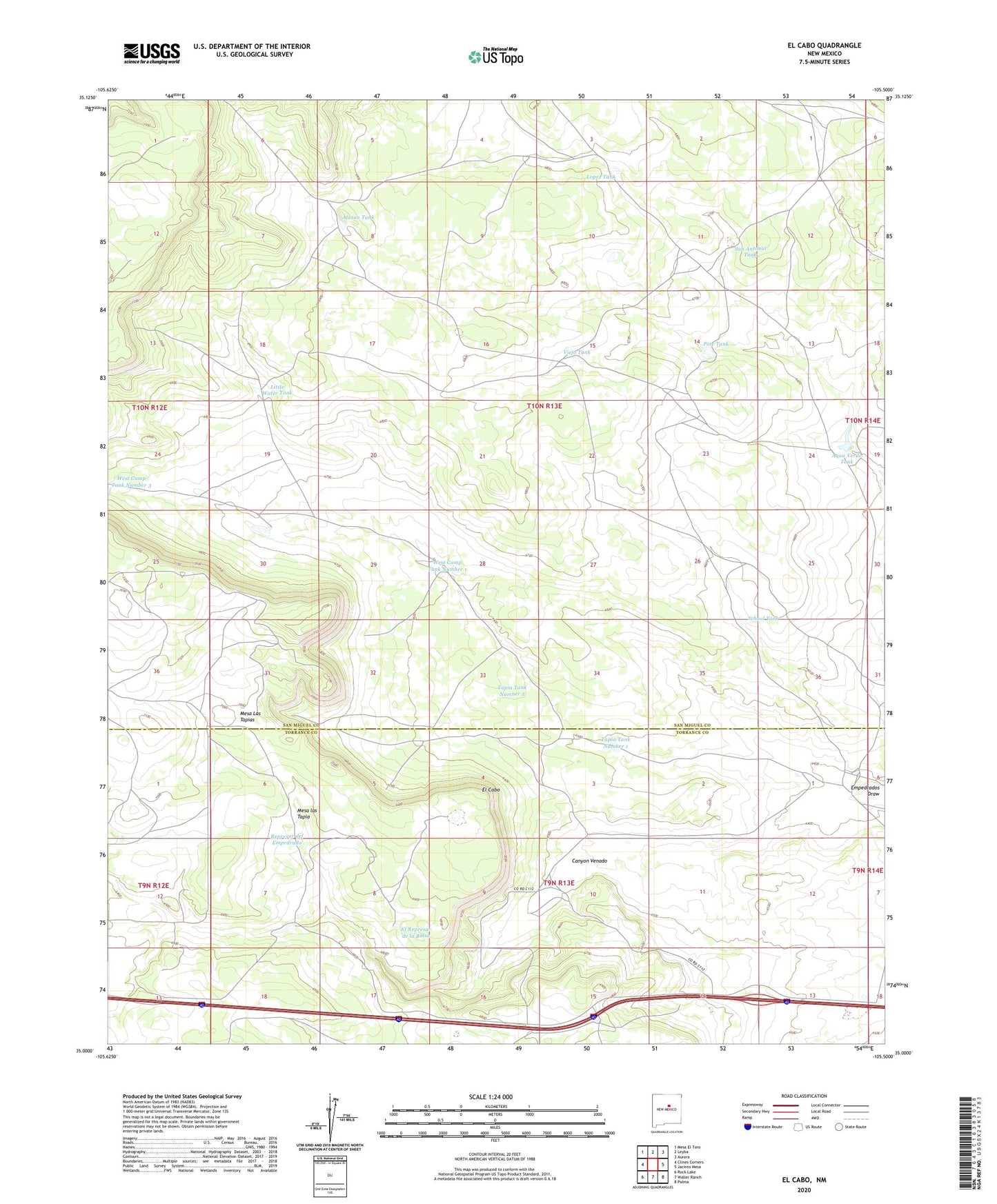 El Cabo New Mexico US Topo Map Image