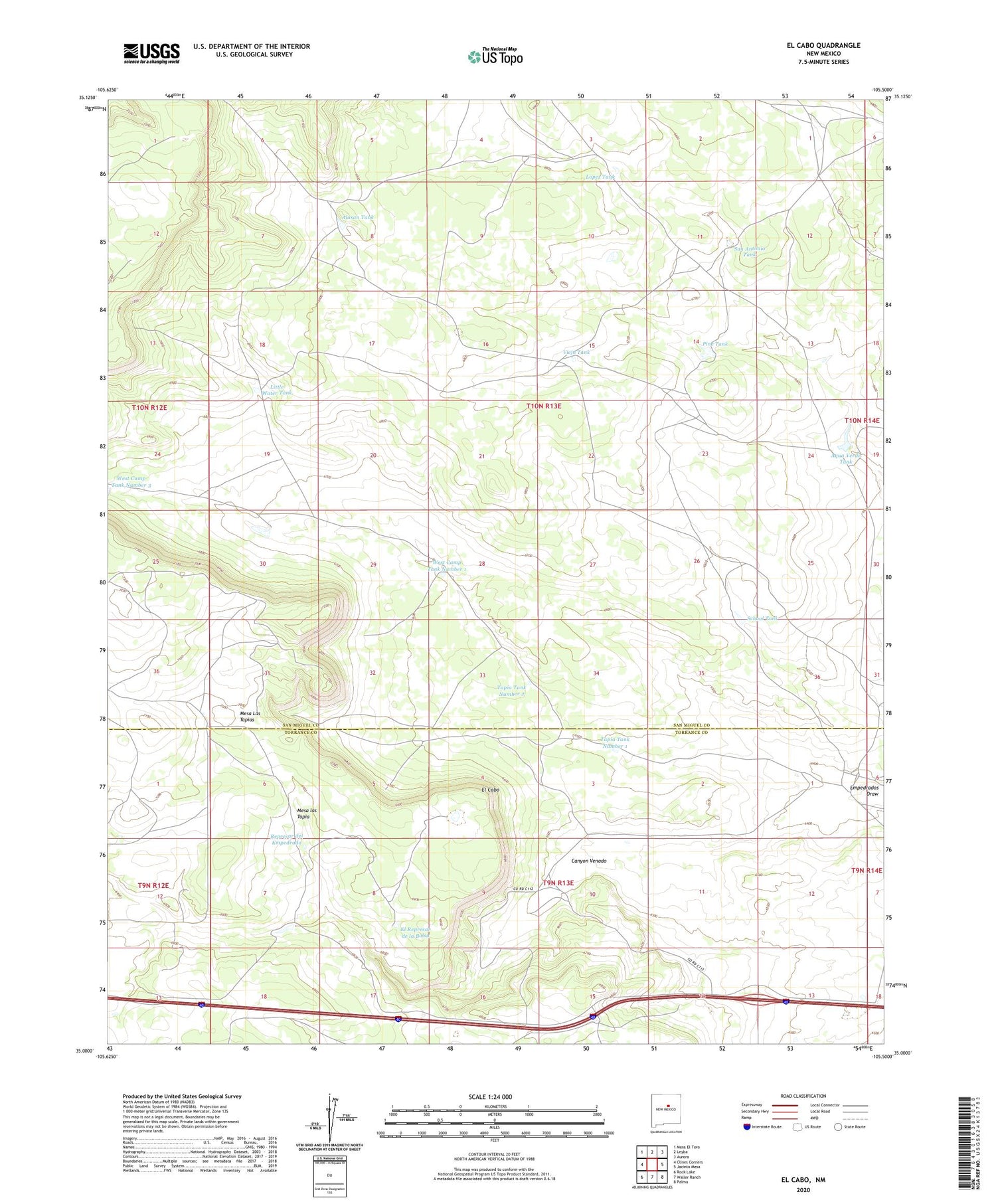 El Cabo New Mexico US Topo Map Image