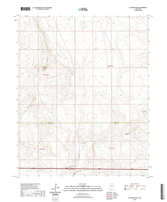 El Cuervo Butte New Mexico US Topo Map Image