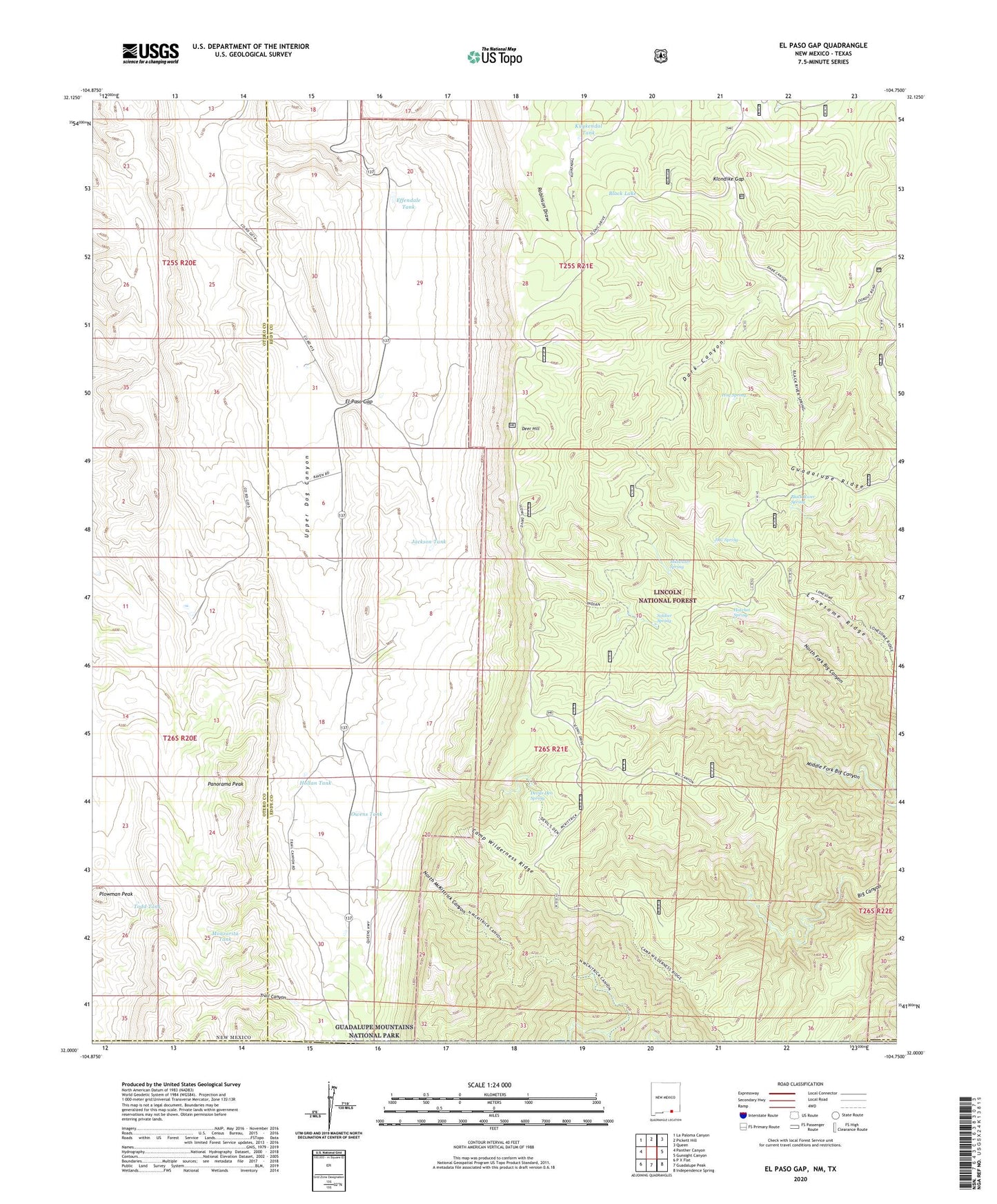 El Paso Gap New Mexico US Topo Map Image