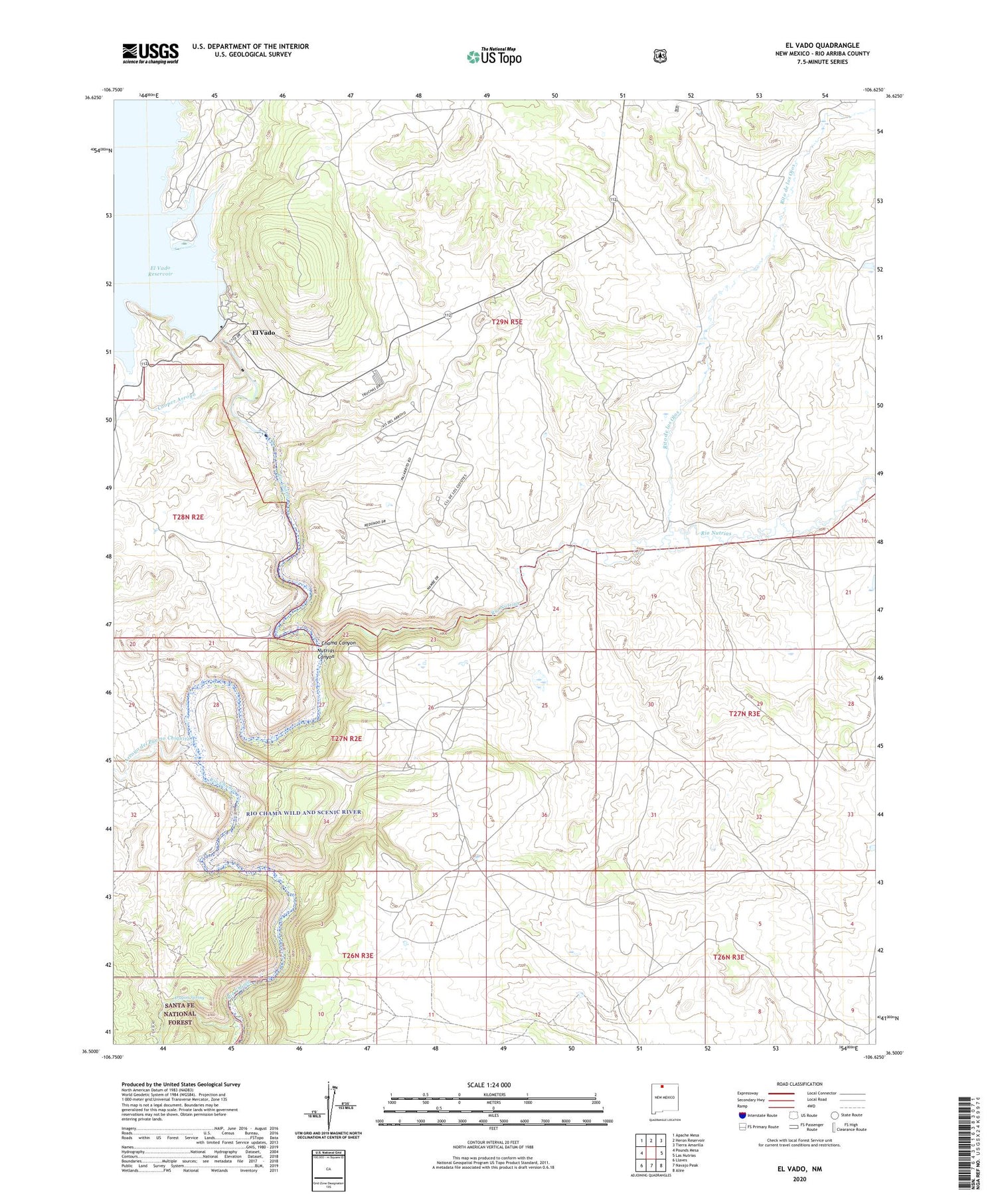 El Vado New Mexico US Topo Map Image