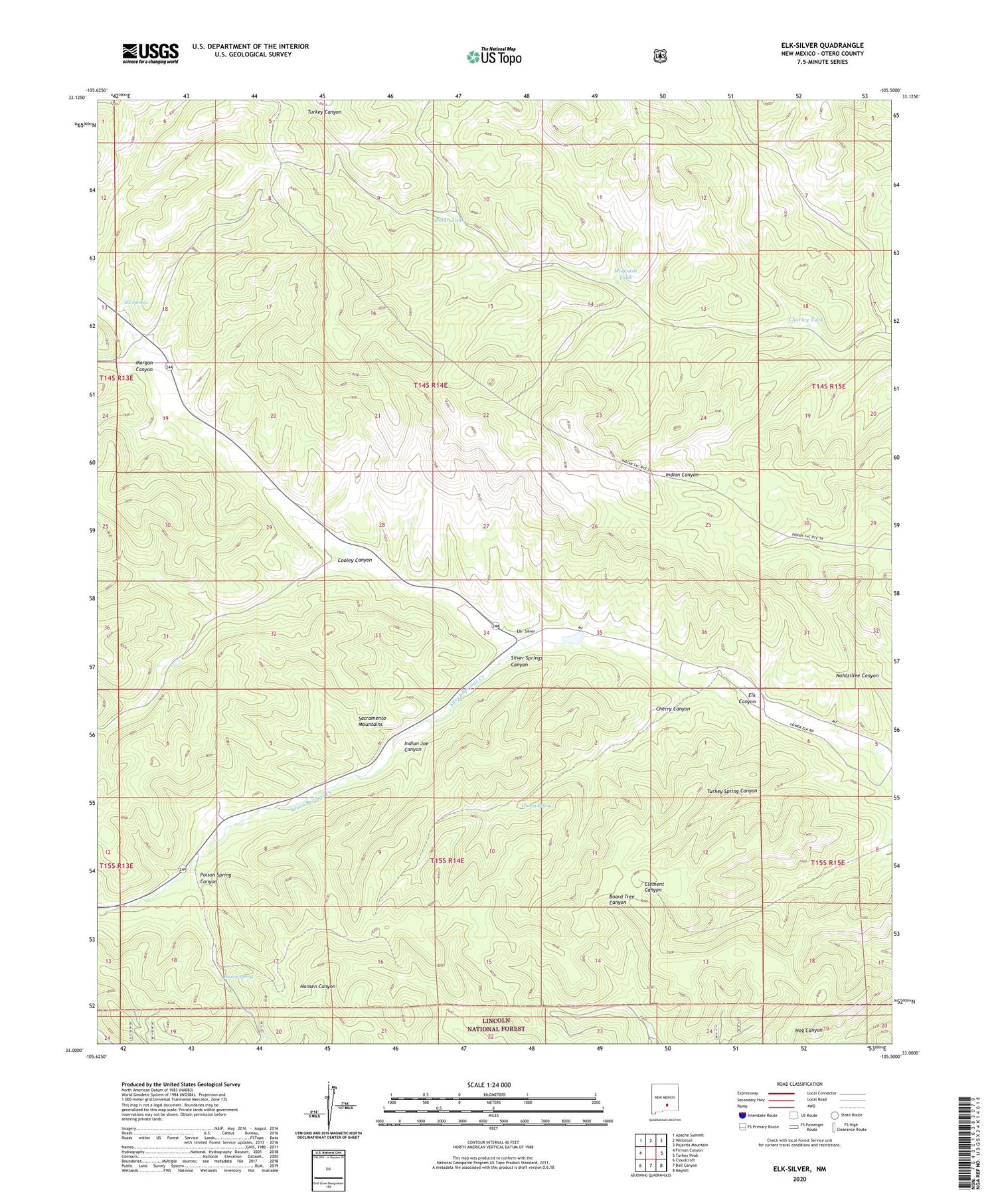 Elk-Silver New Mexico US Topo Map Image