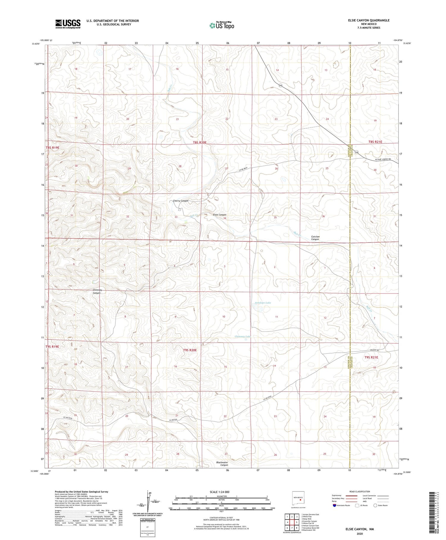 Elsie Canyon New Mexico US Topo Map Image