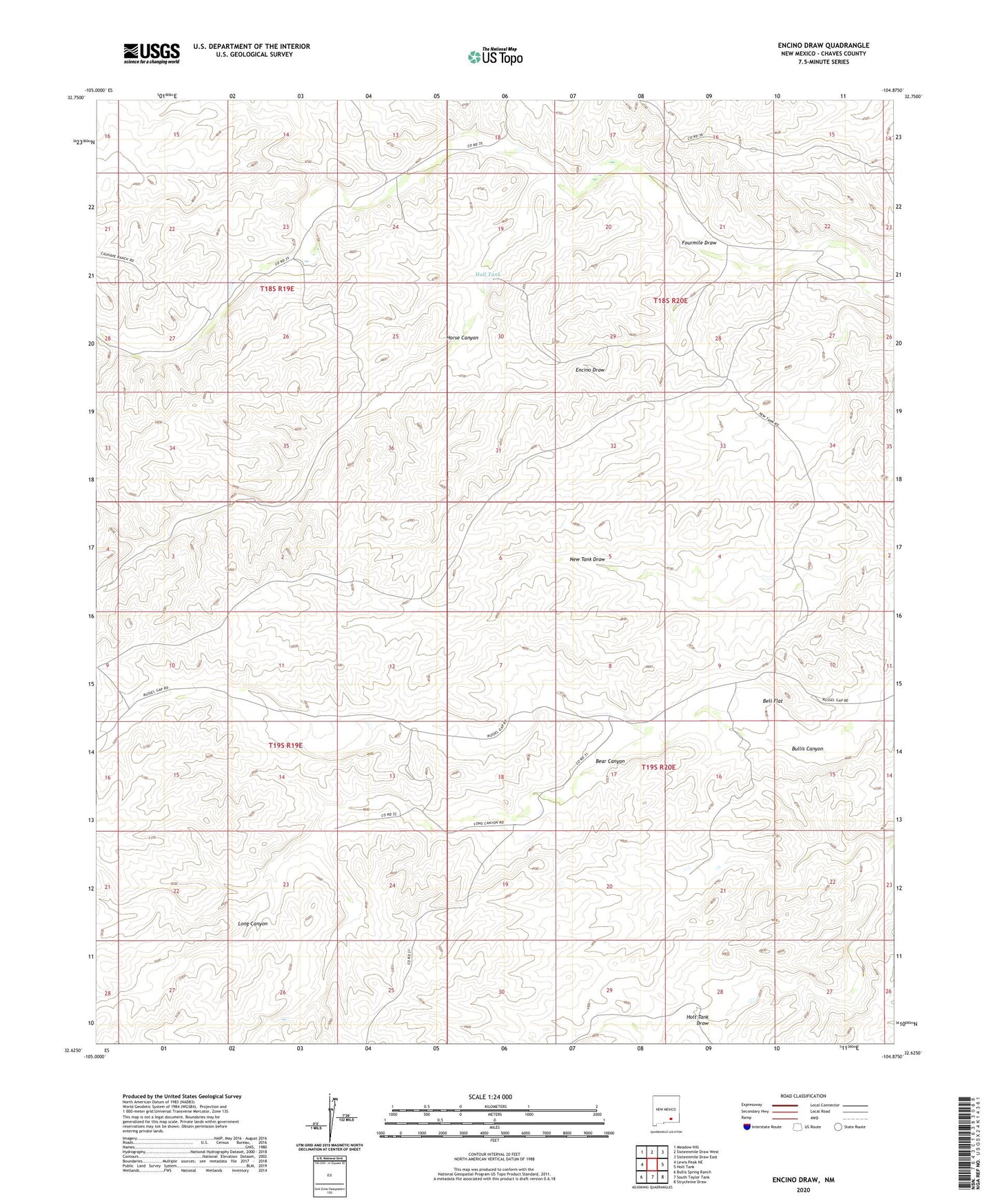 Encino Draw New Mexico US Topo Map Image