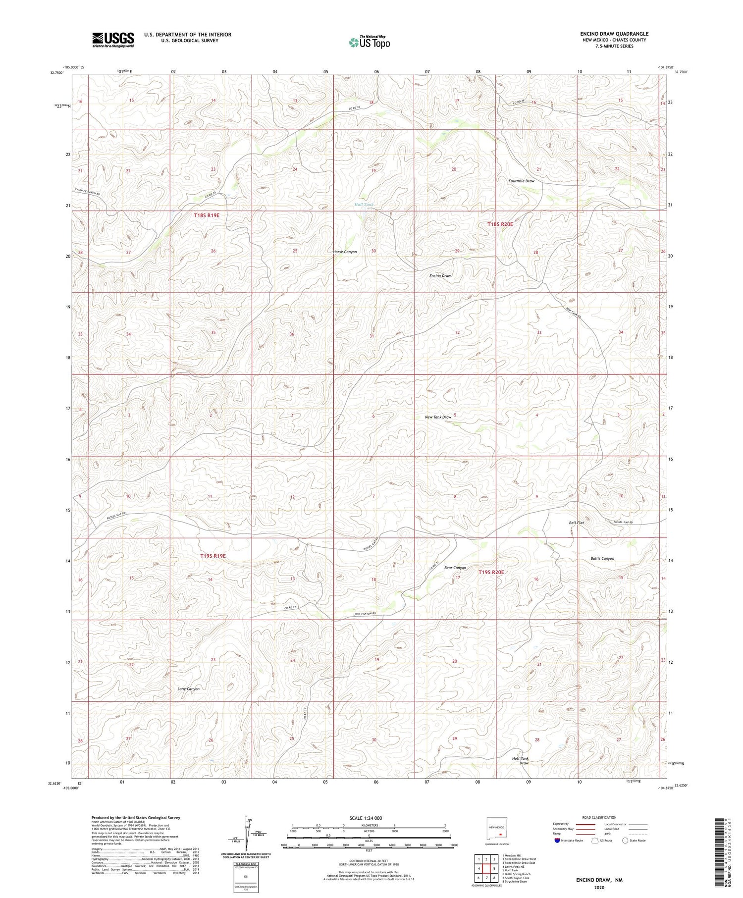 Encino Draw New Mexico US Topo Map Image