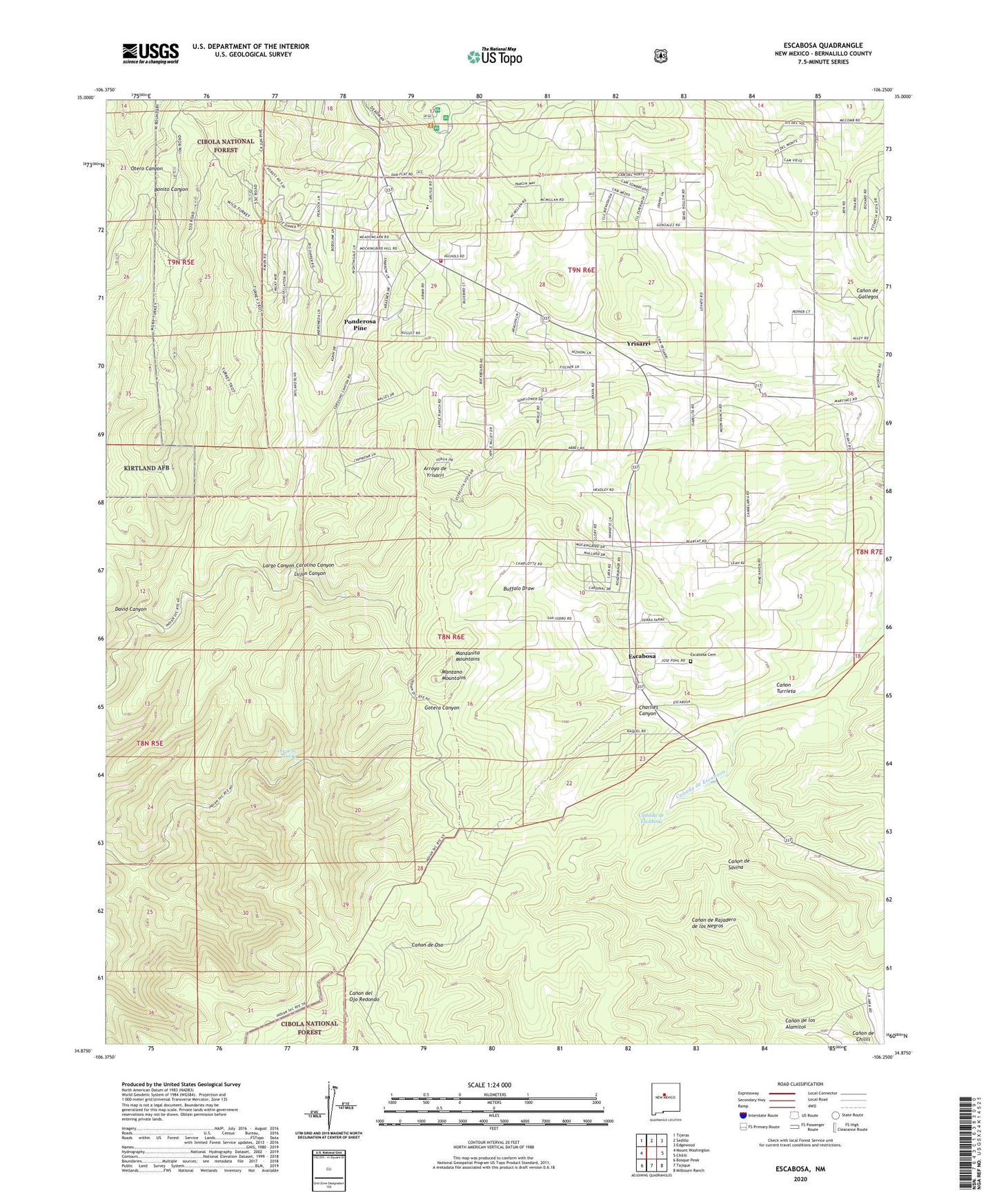 Escabosa New Mexico US Topo Map Image