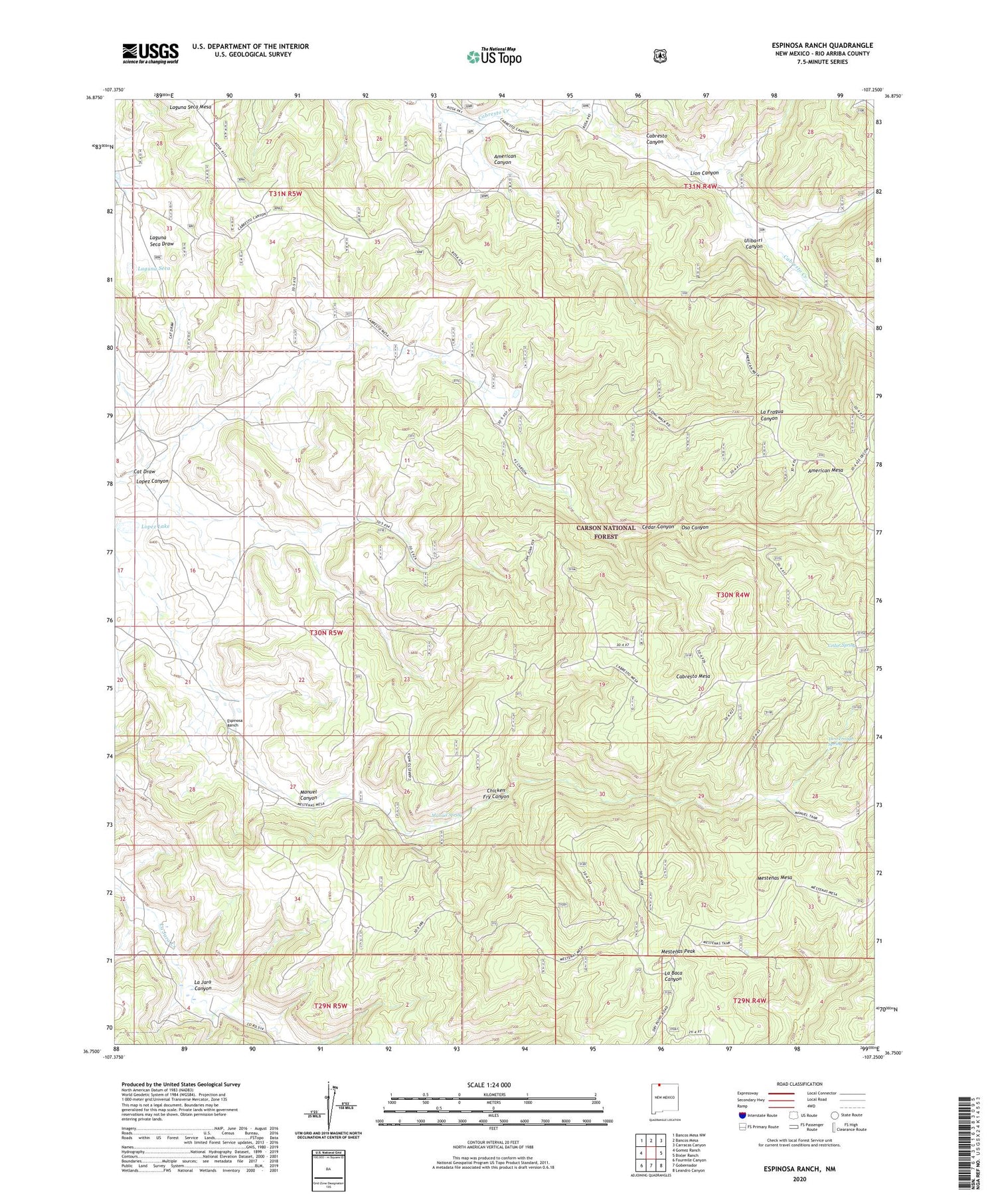 Espinosa Ranch New Mexico US Topo Map Image