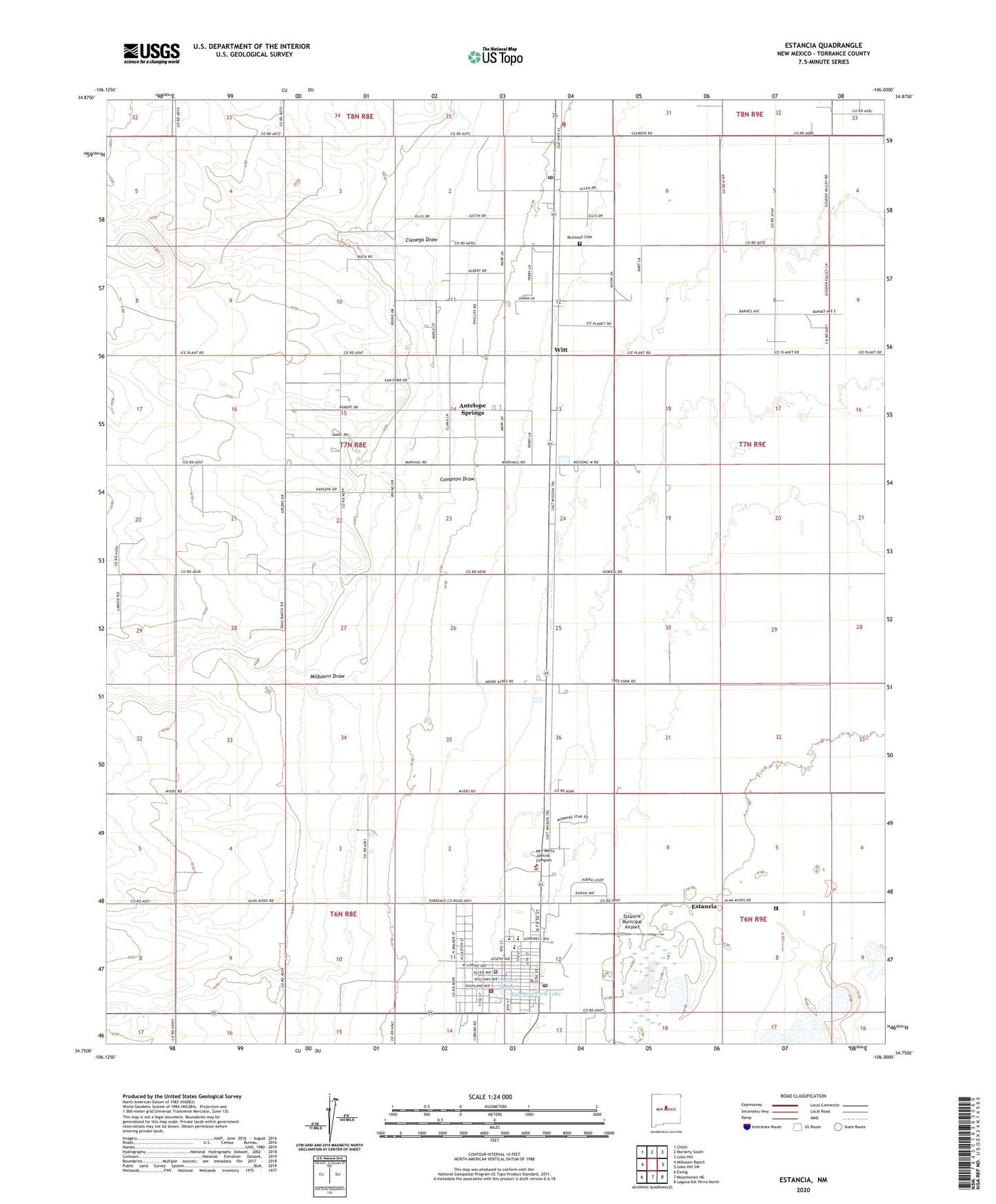 Estancia New Mexico US Topo Map Image