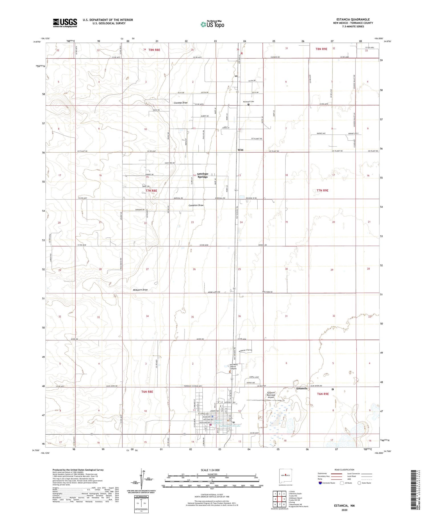 Estancia New Mexico US Topo Map Image