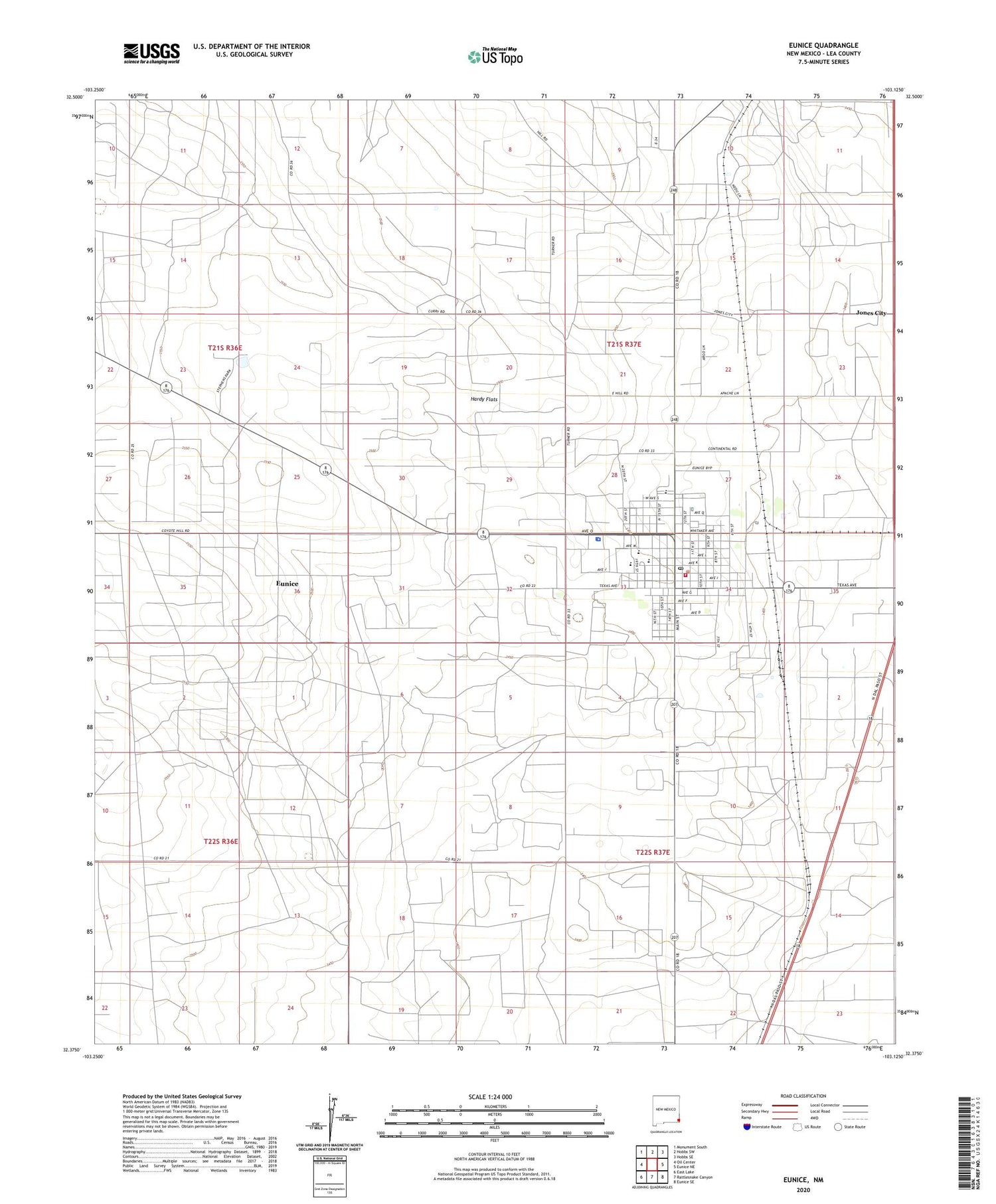Eunice New Mexico US Topo Map Image