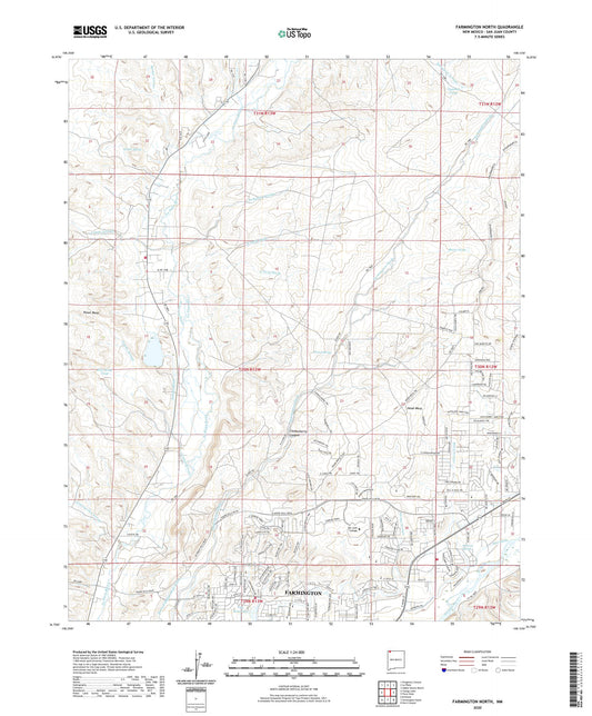 Farmington North New Mexico US Topo Map Image