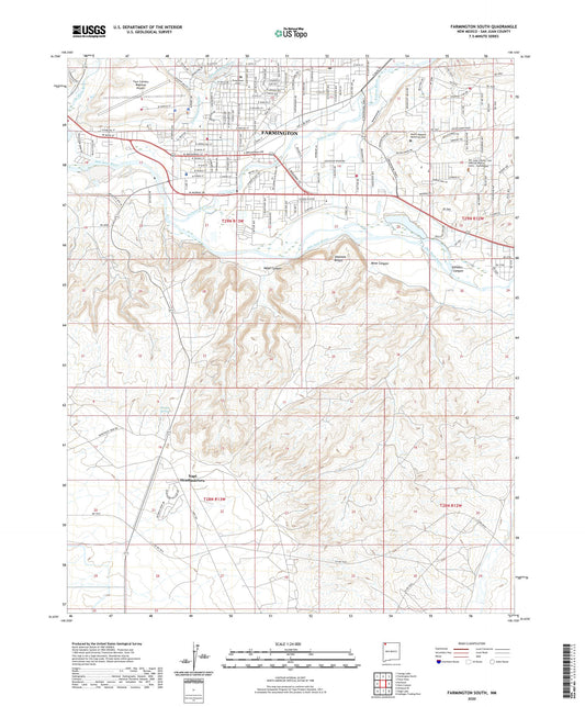 Farmington South New Mexico US Topo Map Image