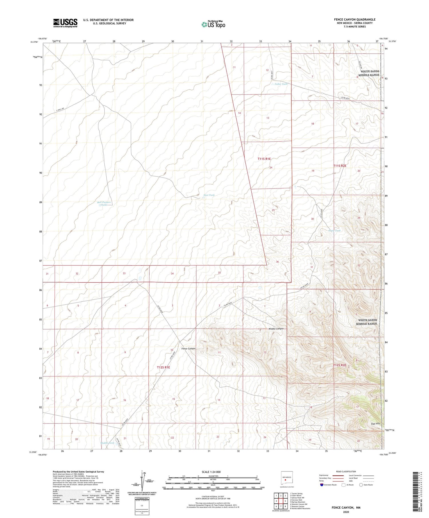 Fence Canyon New Mexico US Topo Map Image