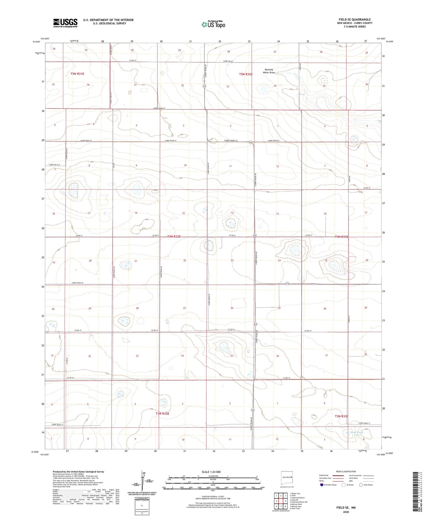 Field SE New Mexico US Topo Map Image