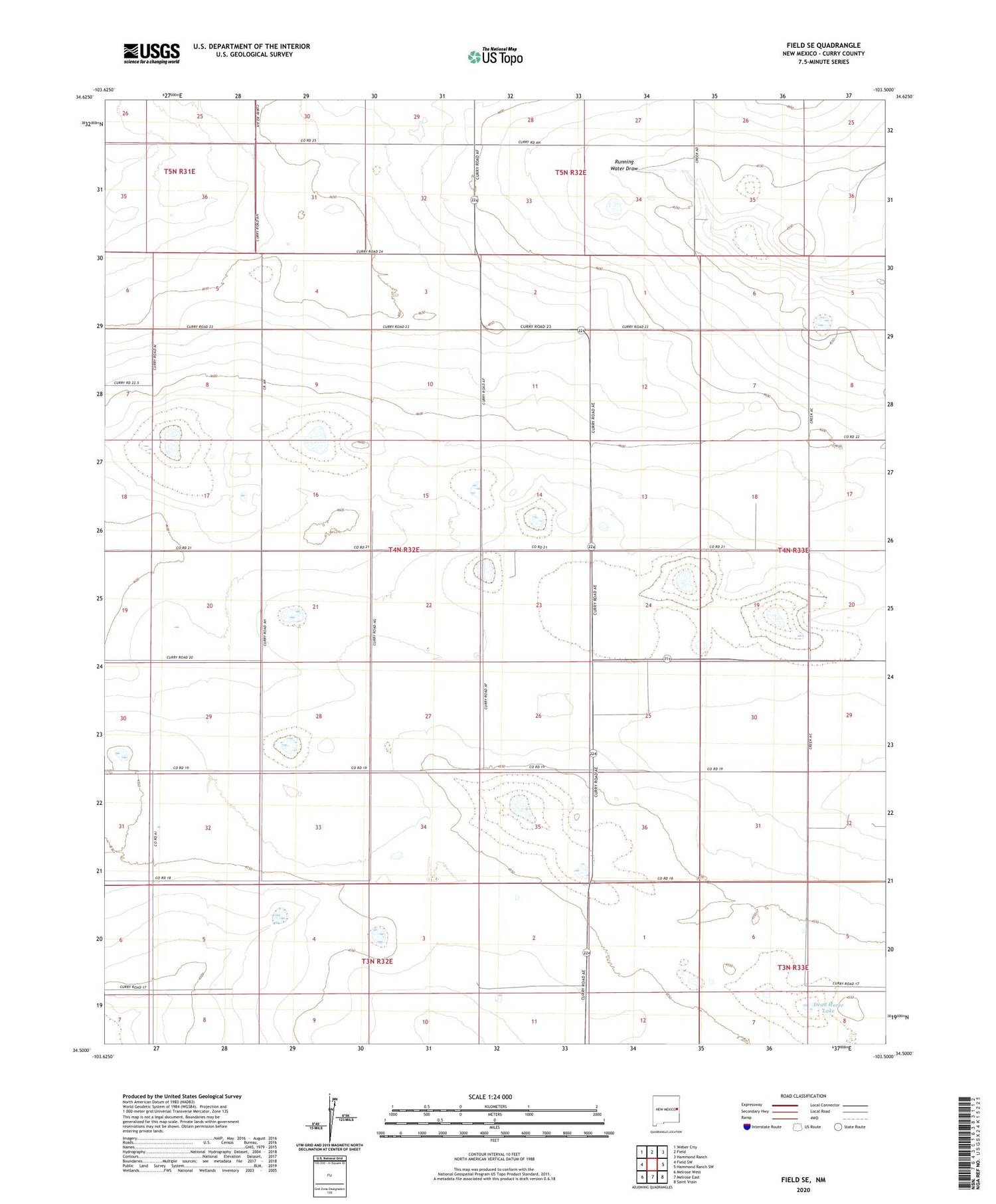 Field SE New Mexico US Topo Map Image