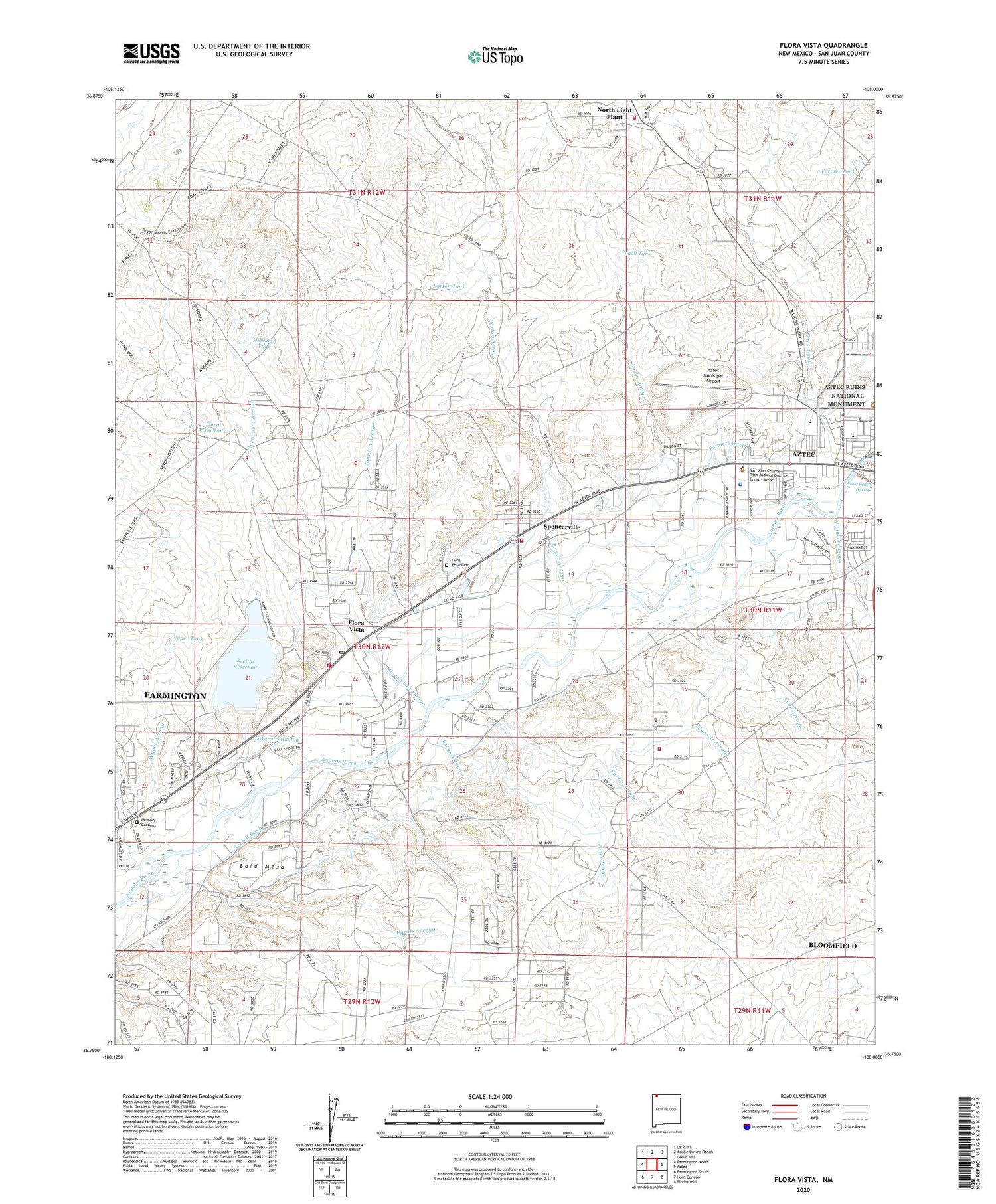 Flora Vista New Mexico US Topo Map Image