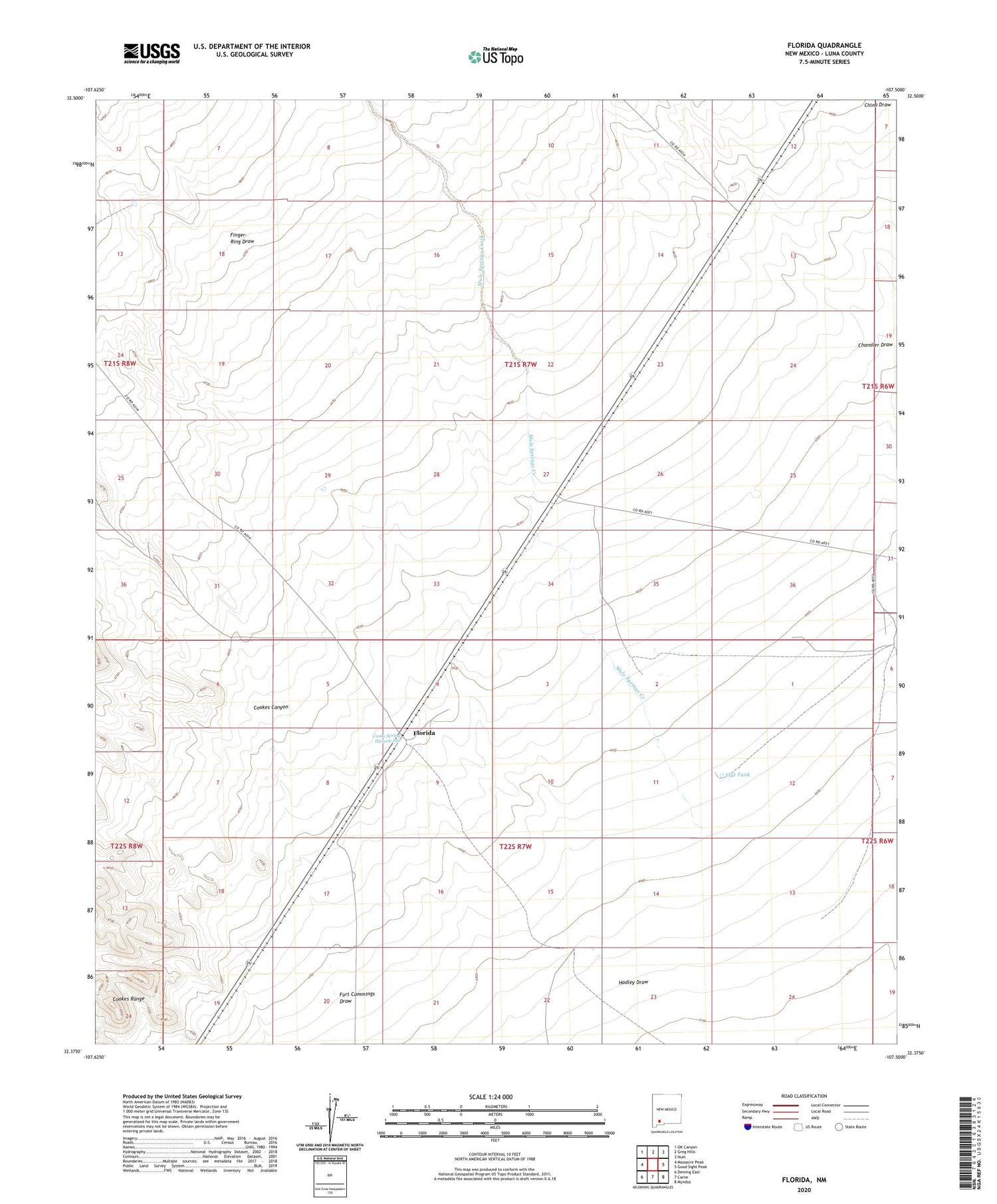 Florida New Mexico US Topo Map Image
