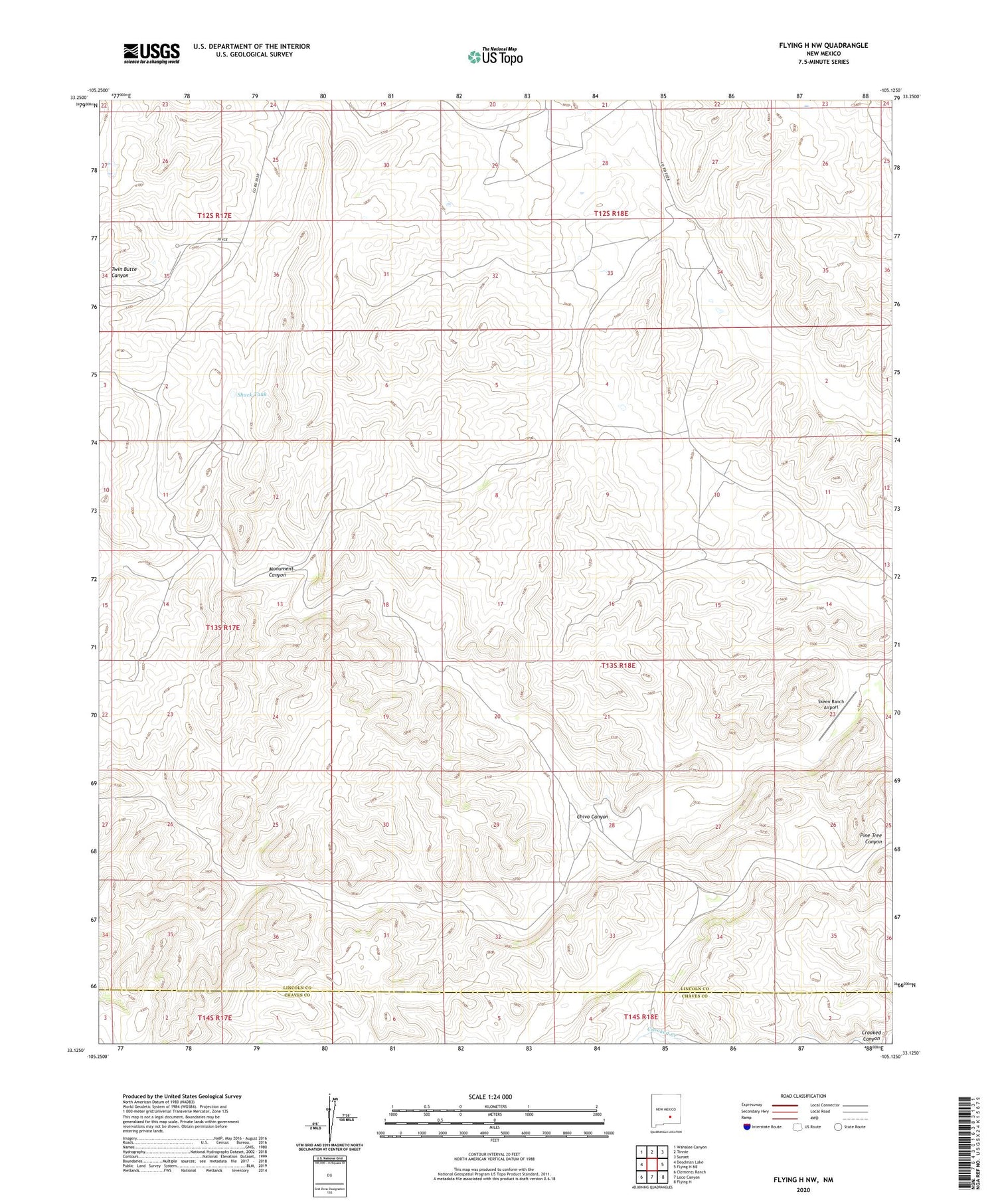 Flying H NW New Mexico US Topo Map Image