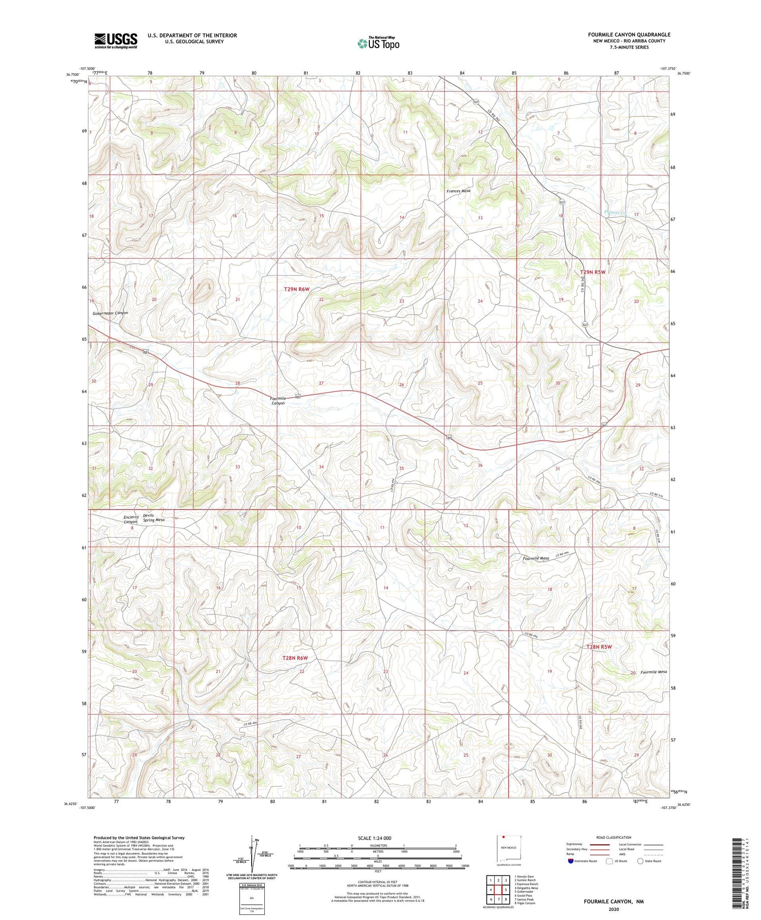 Fourmile Canyon New Mexico US Topo Map Image