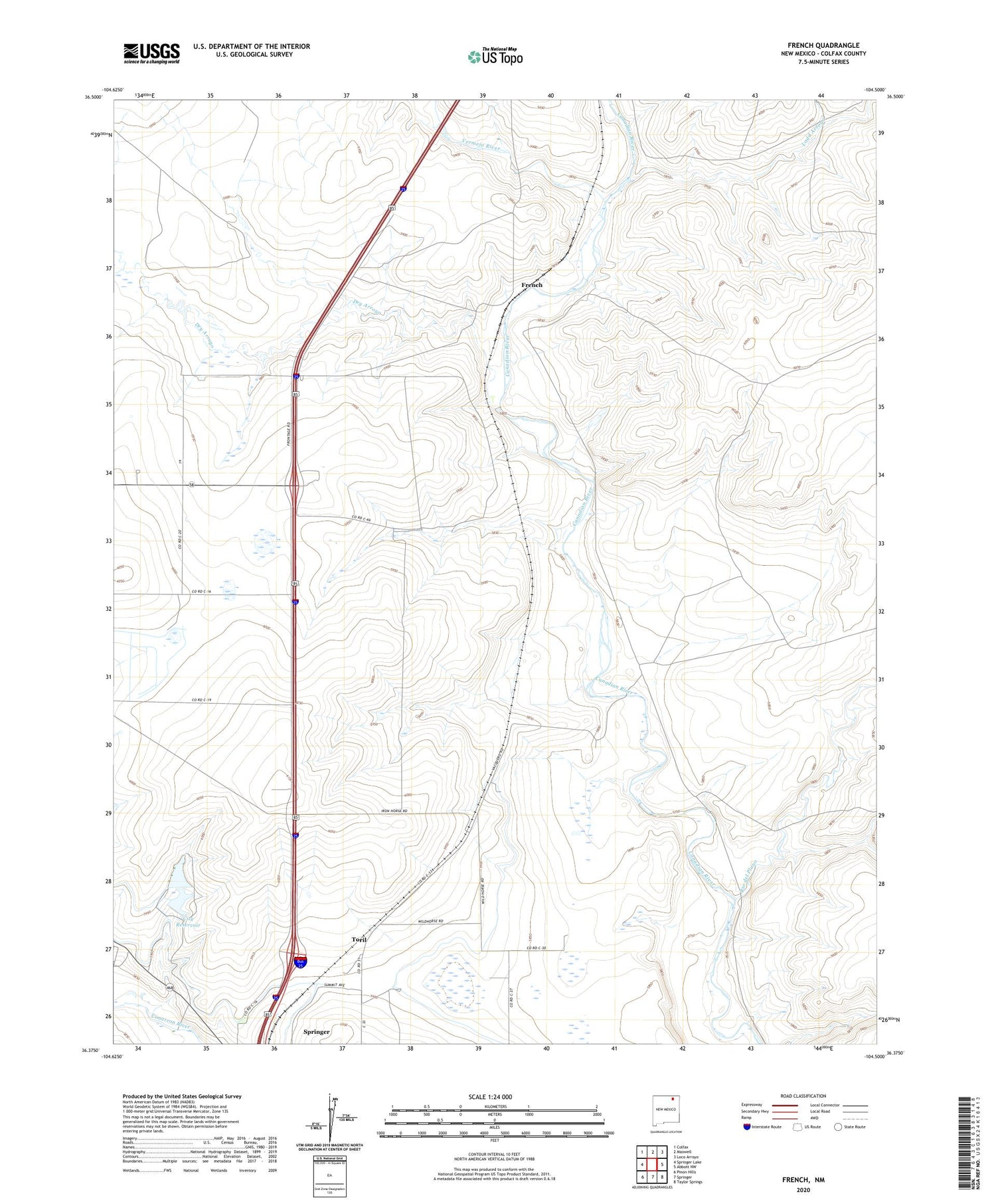 French New Mexico US Topo Map Image