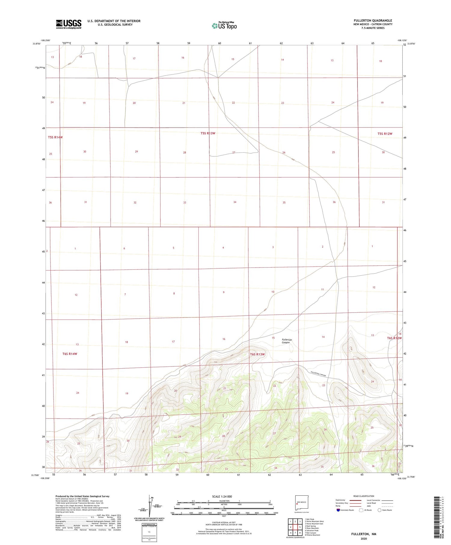 Fullerton New Mexico US Topo Map Image