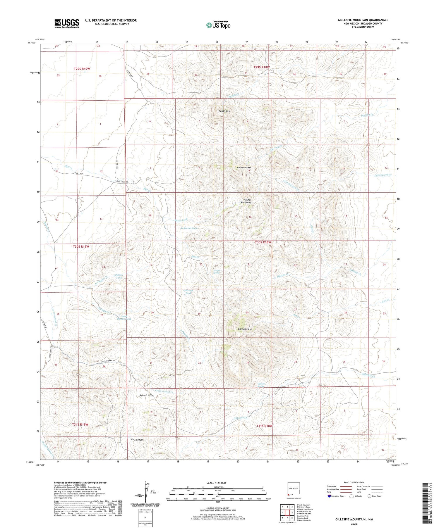 Gillespie Mountain New Mexico US Topo Map Image