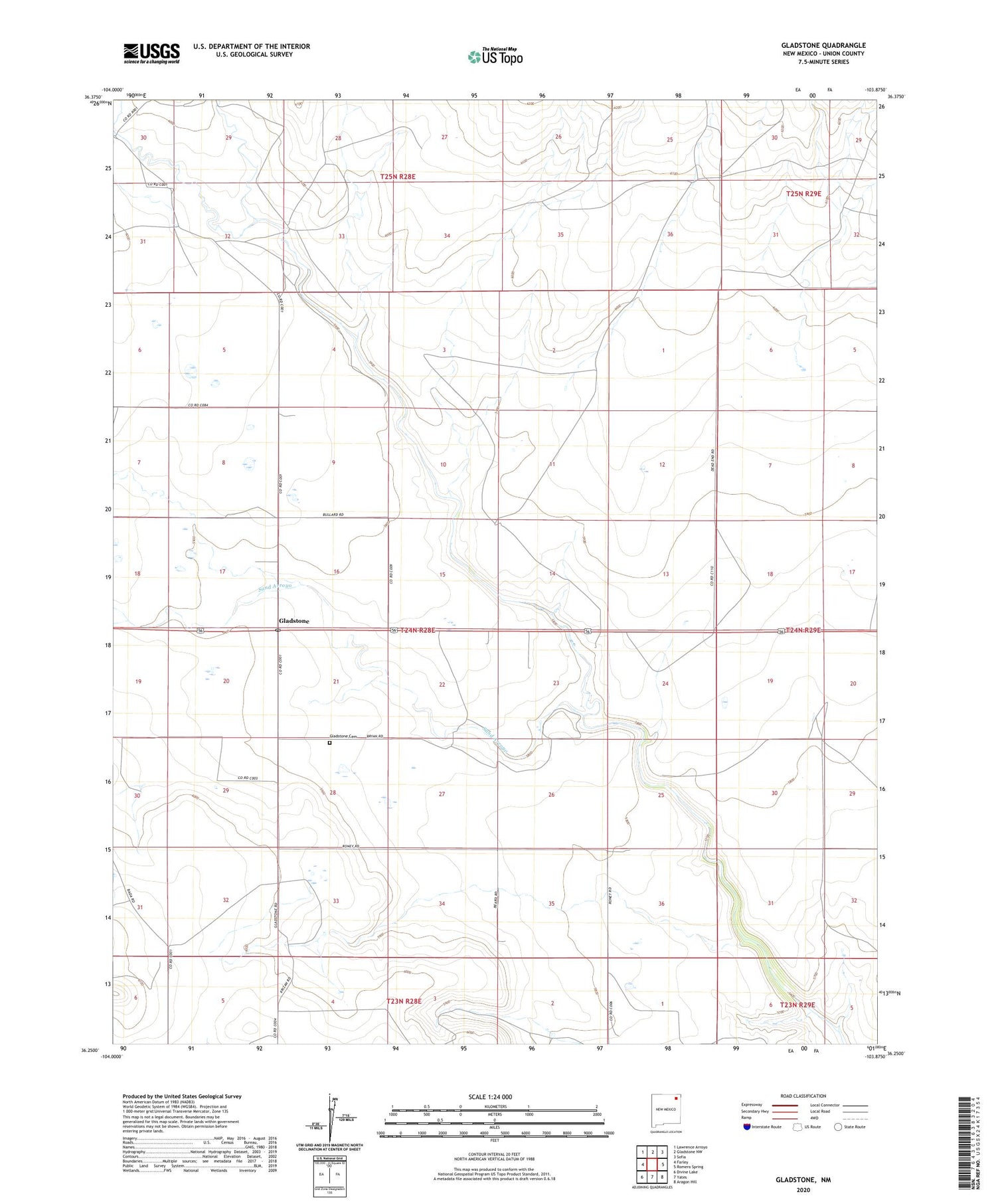 Gladstone New Mexico US Topo Map Image
