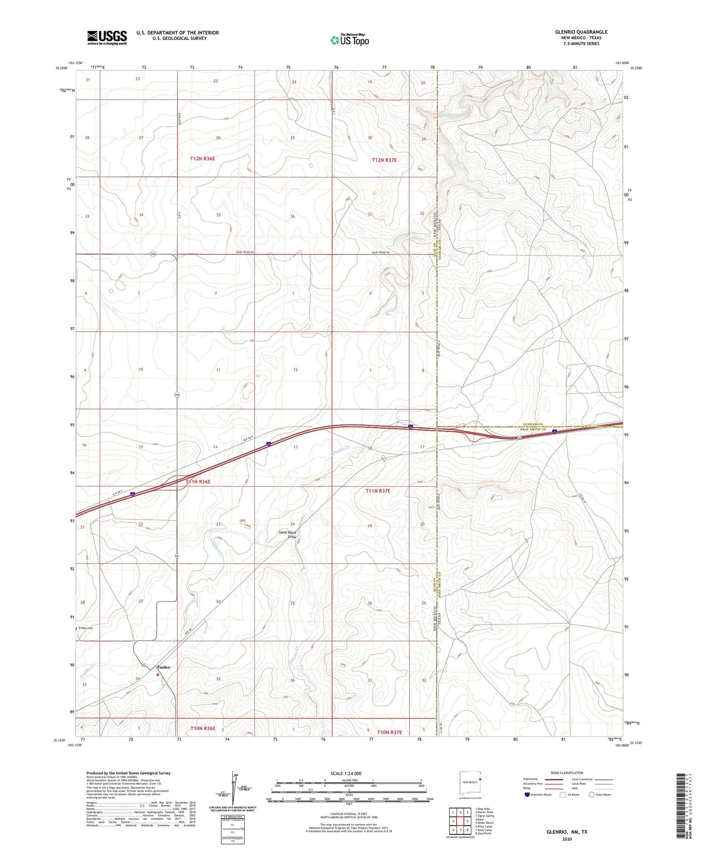 Glenrio New Mexico US Topo Map Image