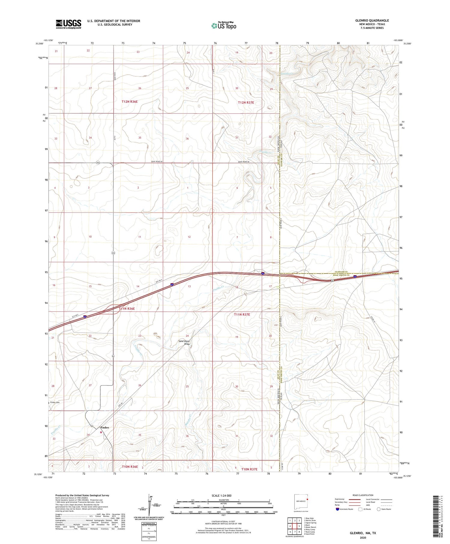 Glenrio New Mexico US Topo Map Image