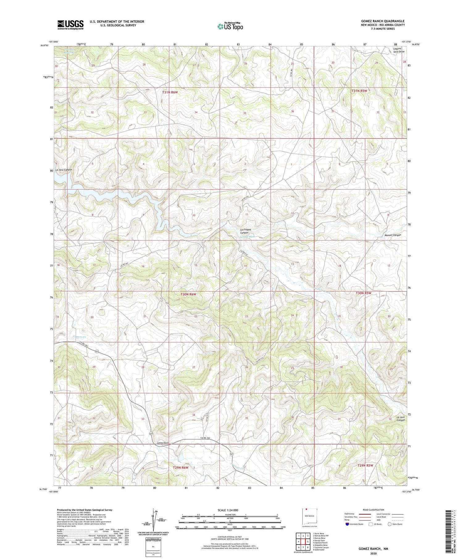 Gomez Ranch New Mexico US Topo Map Image
